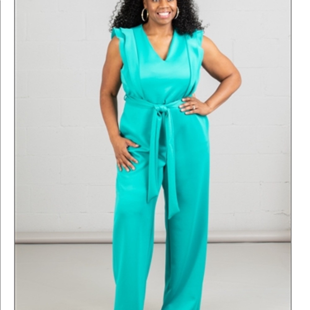 Ruffled trim jumpsuit